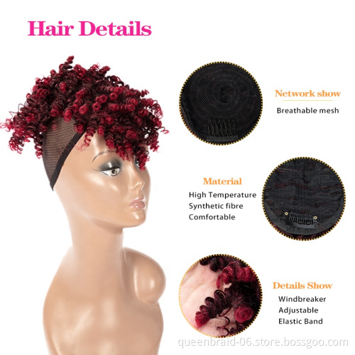 High Afro Puff Drawstring Ponytail Bun with Bangs for Black Women Short Afro Kinky Curly Ponytail Extension